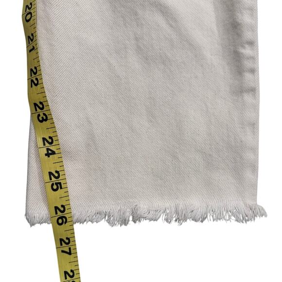 We The Free Free People High Rise Straight Pleated Frayed Hem Jeans Cream, 27 - Picture 6 of 7